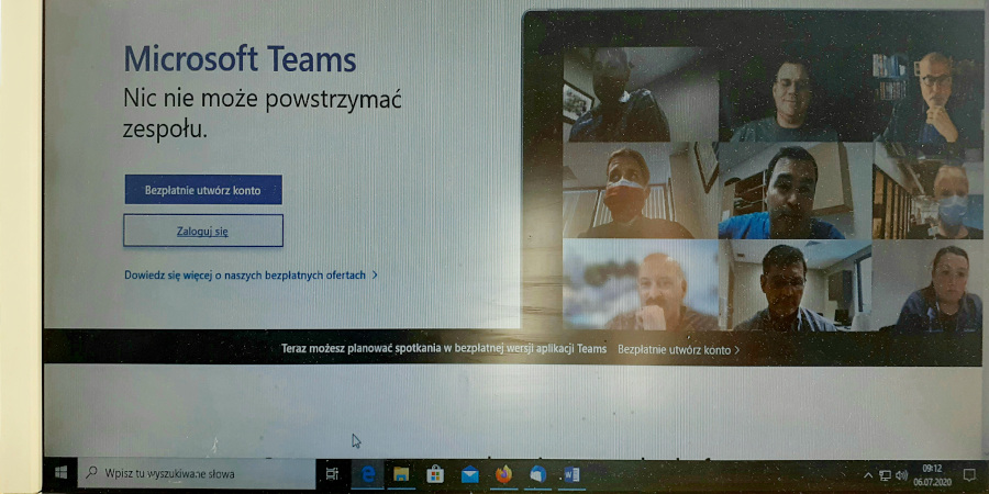 Zrzut ekranu, na którym widać stronę internetową Microsoft Teams.