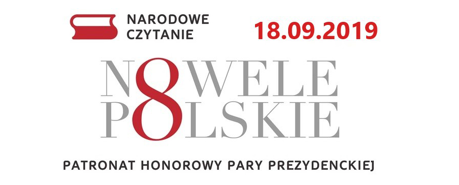 Grafika promująca 8 edycję Narodowego Czytania pod nazwą Nowele polskie.