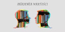Dwie kolorowe głowy, w których tle widoczne kolorowe książki. U góry napis Akademia Wartości. 