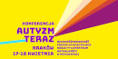 Na żółtym tle po lewej stronie różowy napis: Konferencja Autyzm Teraz. Kraków 17-18 kwietnia. Po prawej stronie kolorowe pasy odchodzące w bok od napisu. Pod spodem wyrazy: Neuroróżnorodność, Edukacja włączająca, Kobiety w spektrum, Aktualności w psychiatrii.