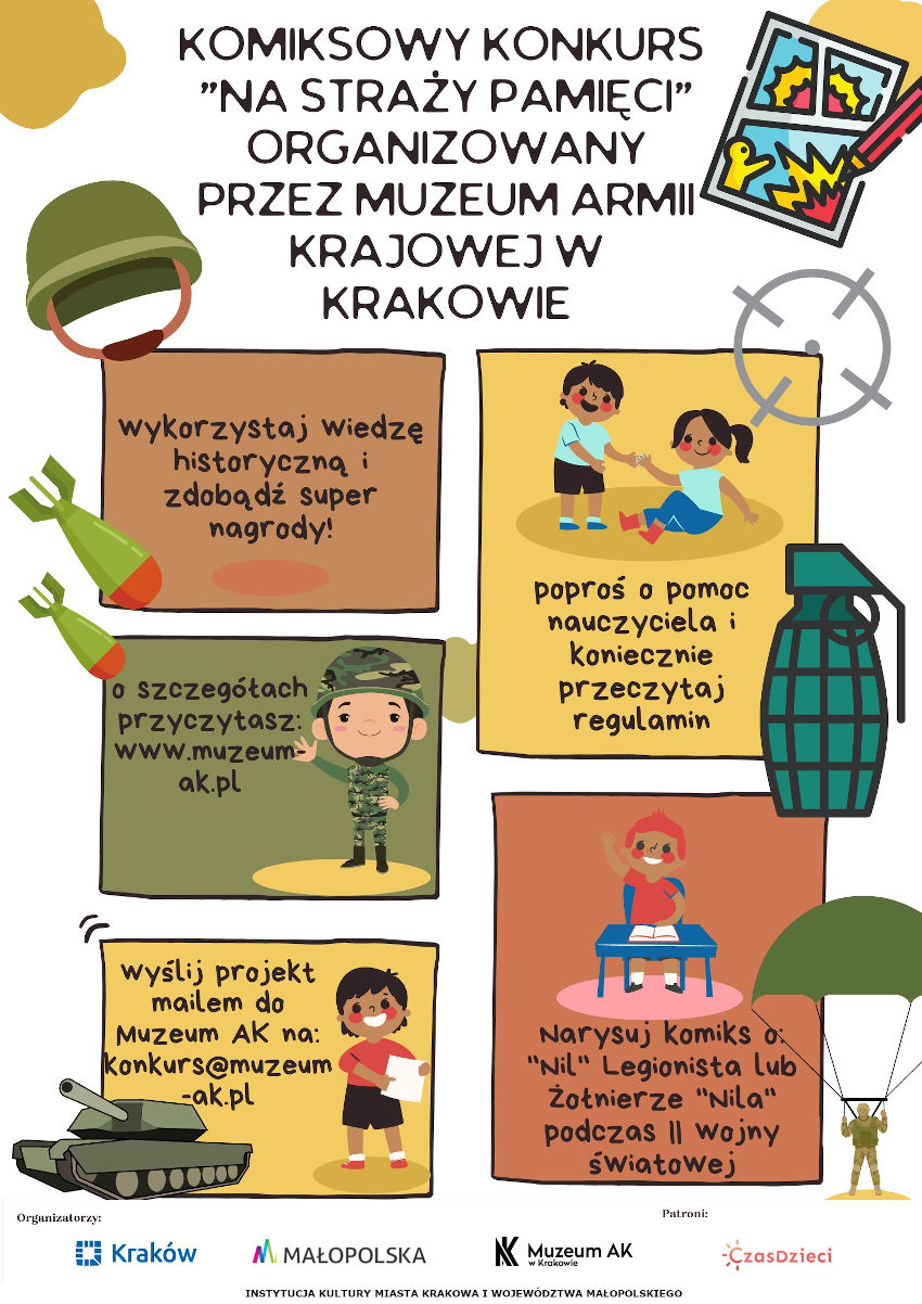 Oficjalny plakat konkursu Muzeum Armii Krajowej w Krakowie pod nazwą "Na straży pamięci"