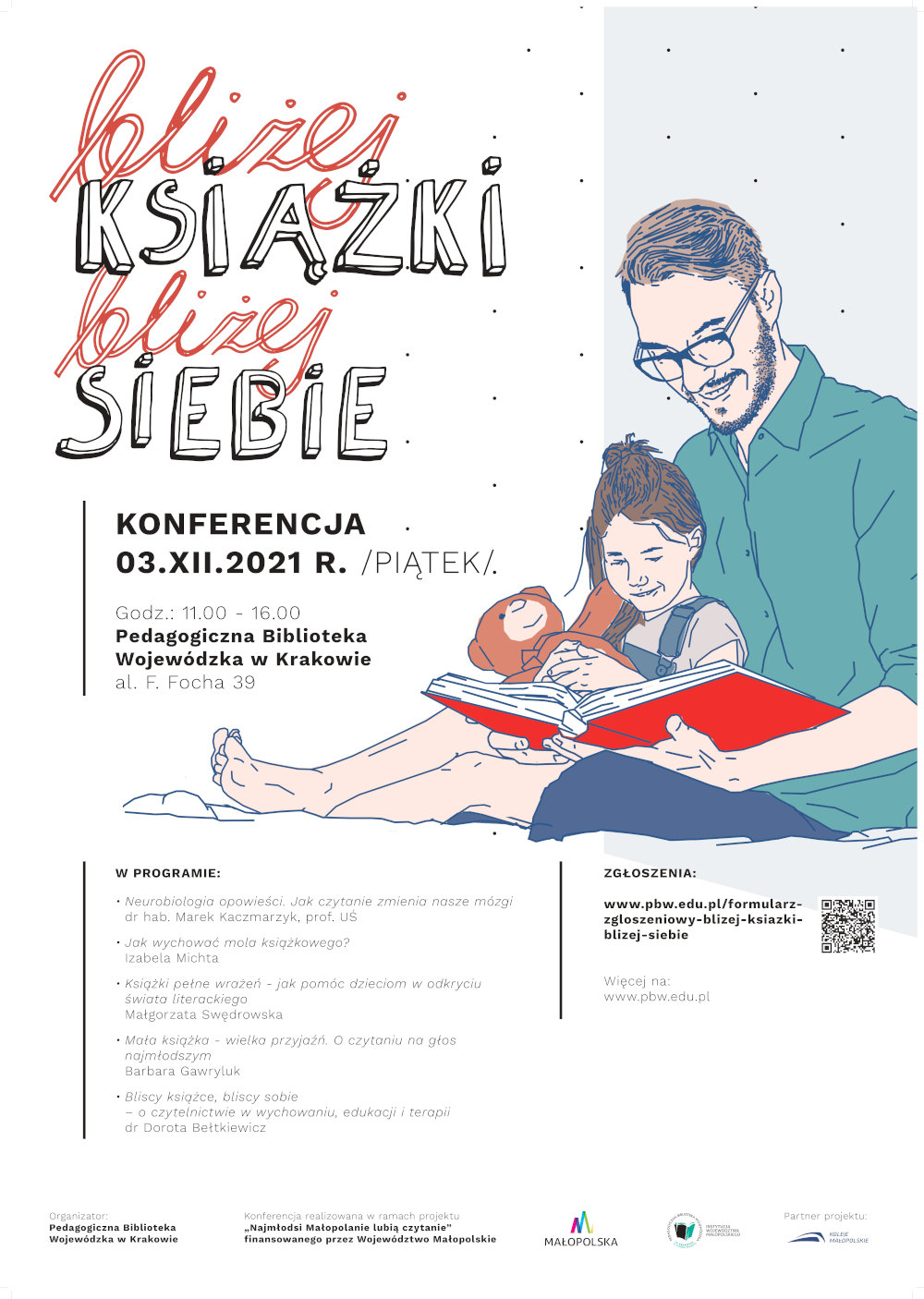 Oficjalny plakat konferencji "Bliżej książki, bliżej siebie"