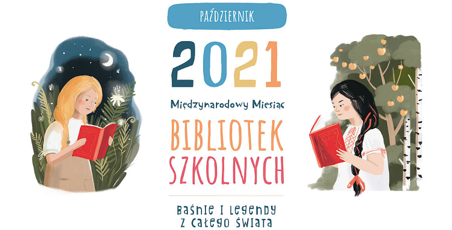 Grafika reklamująca Międzynarodowy Miesiąc Bibliotek Szkolnych 2021